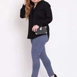 The Pink Moon Plus Size Women Black Solid Top image 2