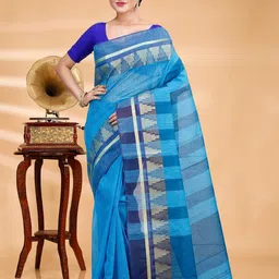 SRILOK Woven Design Zari Pure Cotton Fusion Taant Saree-picture-21