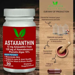vitaruhe VITARUHE® Astaxanthin Supplement High Dose & Vegan, 12 mg Natural Astaxanthin Powder from Blood Rain Algae, 90 Capsules for 3 Months, No Additives image 3