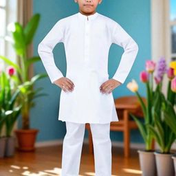 Pohar Creation Boys White Cotton Kurta Pyjama Set-picture-36