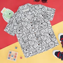 Pantaloons Junior Half Sleeves Typography Printed Shirt - Bright White-picture-16