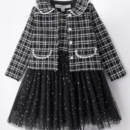 Mark & Mia Full Sleeves Knee length Winter Party Frock with Jacket - Black-picture-37