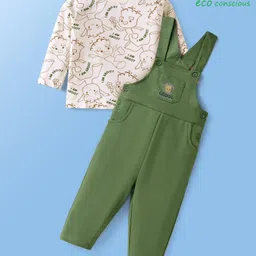 Babyoye Marvel Cotton Knit Dungaree & Full Sleeves T-Shirt With Groot Graphics - Olive Green-picture-19