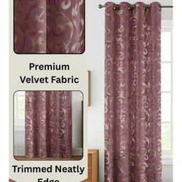 GEET CREATIONS Burgundy & Gold-Toned Ethnic Motifs Room Darkening Long Door Curtain image 2
