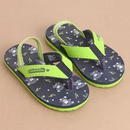 Cute Walk by Babyhug Flip Flops With Back Straps Koala Print - Navy Blue Green image 2