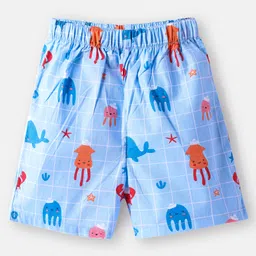 Babyhug Poplin Woven Boxers with Shark & Vehicles Print Pack of 3 - Blue & Yellow image 2