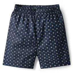 Babyhug Cotton Woven Above Knee Length Boxers With Fish & Bird Print Pack Of 3 - Navy Blue Teal Blue & Light Blue image 2