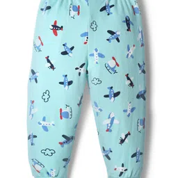 Babyhug Cotton Knit Full Length Lounge Pant With Airplane Print - Light Blue image 2