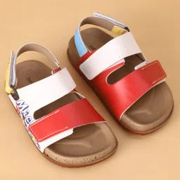 Babyoye Disney Velcro Closure Sandals with Mickey Mouse Print - White image 2