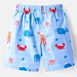 Babyhug Poplin Woven Boxers with Shark & Vehicles Print Pack of 3 - Blue & Yellow image 3
