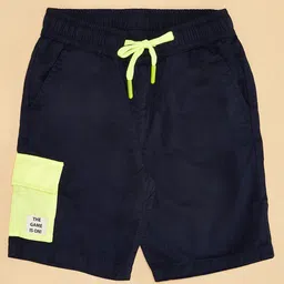Pantaloons Junior Cotton The Game Is On Text Printed Shorts - Navy Blue image 4