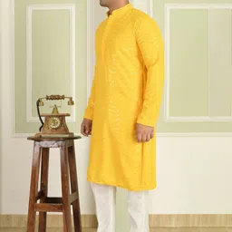 LEMONX Men Embroidered Regular Kurta with Pyjamas image 5