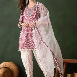 Sangria Women Ethnic Motifs Printed Regular Pure Cotton Kurta & Harem Pants With Dupatta-picture-36