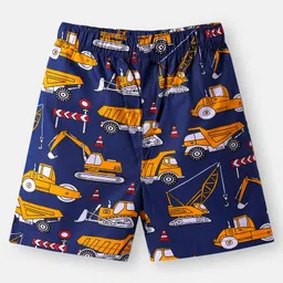 Babyhug Poplin Woven Boxers with Shark & Vehicles Print Pack of 3 - Blue & Yellow image 4