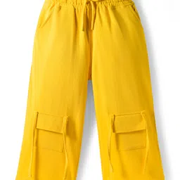 OLLINGTON ST. Cotton Knit Half Sleeves Floral Printed Top & Trackpant - Multicolor & Yellow image 4