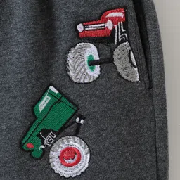 Kookie Kids Full Length Lounge Pants with Vehicle Embroidery- Grey image 5