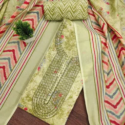 HERE&NOW Floral Printed Sequnnied Pure Cotton Unstitched Dress Material-picture-27