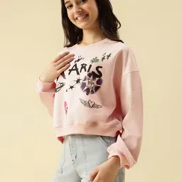 Lil Tomatoes Girls Pink Printed Sweatshirt image 5