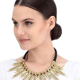 Bamboo Tree Jewels Antique Black & Gold-Toned Handcrafted Necklace image 4
