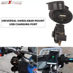 AllExtreme EXUMCB1 Universal USB Charger Mobile Charging Socket with LED Power Indicator for Bike Car Motorcycle ATV (Black) image 2