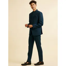 Manyavar Self Designed Embroidery Tailored-Fit Single-Breasted Three-Piece Suit image 5