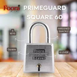 Foora PrimeGuard 60 mm Zinc Silver Finish 10 Keys Padlock image 5