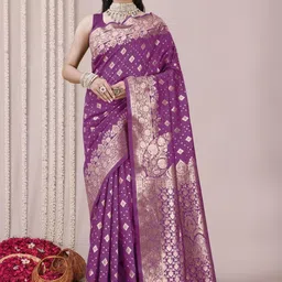 KALINI Woven Design Zari Silk Blend Saree image 3