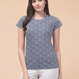 INUKA Women Floral Printed Round Neck Cotton T-shirt-image-25