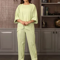 Ambraee Workwear2025 Round Neck Top With Trouser & Jacket Co-Ords Set-image-10