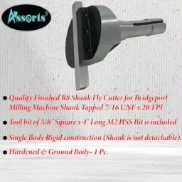 Assorts Fly Cutter 63.5 mm (2.5 Inch) Head Dia with 3/8 Inch Square HSS Tool Bit R8 Shank 11.11 mm (7/16 Inch) UNF Drawbar image 4