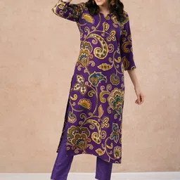 GoSriKi Floral Printed Regular Kurta With Trousers-picture-34