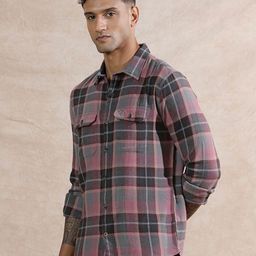 WROGN Tartan Checked Spread Collar Comfort Slim Fit Pure Cotton Casual Shirt image 3