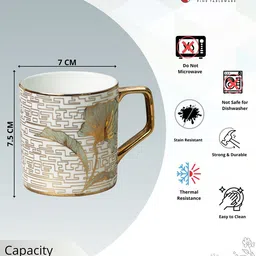 Clay Craft Fine Ceramic Director Coffee Mugs Set Of 6-215 ML Each, Mugs For Coffee image 3