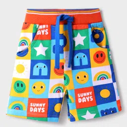 Babyhug Terry Knit Mid Thigh Smiley Printed Shorts - Multicolor-picture-20