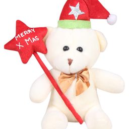 Tickles Santa Teddy with Christmas Wishes Soft Stuffed Plush Toy for Kids Boys & Girls Birthday Gift (Color: White Size: Height 15 cm)-picture-47