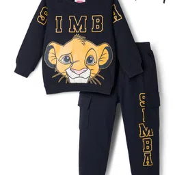Babyhug Disney Terry Knit Full Sleeves Sweatshirt & Lounge Pant Set with Lion King Graphic - Black-picture-23