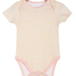MINI KLUB Cotton Knit Pack OF 3 Half Sleeves Striped & Ice Cream Printed Onesies - Multi Colour image 3