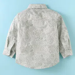 ToffyHouse 100% Cotton Woven Full Sleeves Floral Printed Shirt & Trouser Set with Bow & Suspender - Brown & Off White image 3