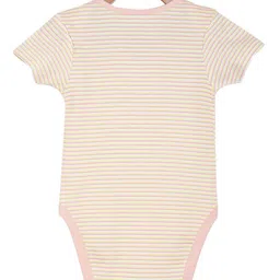 MINI KLUB Cotton Knit Pack OF 3 Half Sleeves Striped & Ice Cream Printed Onesies - Multi Colour image 4