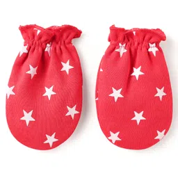 Babyhug Interlock Knit Cap Mittens & Booties Set With Star Print Red - Diameter 11 cm image 3