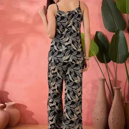 HERE&NOW Printed Pure Cotton V-Neck Coat With Trousers Co-Ords image 4