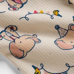 CUCUMBER Single Jersey Knit Full Sleeves Romper With Animal Print - Cream image 4