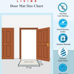 Athom Trendz White & Blue Printed Premium Anti-slip Doormat image 5