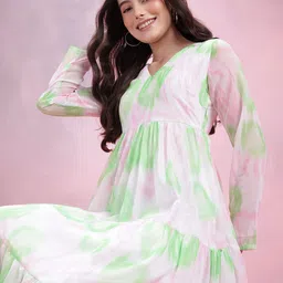 DressBerry Printed Ruffled A-Line Tiered Midi Dress-image-42