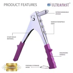 ULTRAFAST Hand Riveter 2.4 mm 3.2 mm 4 mm 4.8 mm Vioet/Silver, UF-HR40 image 3
