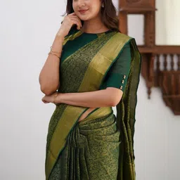 CaniBani Woven Design Zari Silk Blend Banarasi Saree image 5