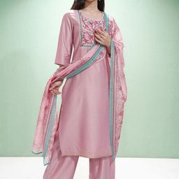 Vishudh Women Embroidered Regular Thread Work Kurta with Palazzos & With Dupatta-picture-20
