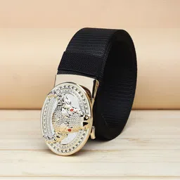 ZORO Men Black Woven Design Canvas Belt-image-16