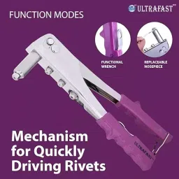 ULTRAFAST Hand Riveter 2.4 mm 3.2 mm 4 mm 4.8 mm Vioet/Silver, UF-HR40 image 4