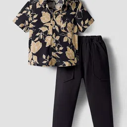 CrayonFlakes Boys Floral Printed Short Sleeves Shirt With Trouser-picture-34